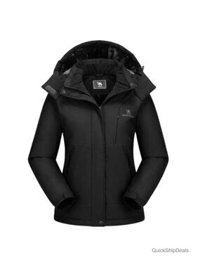 Waterproof Ski Jacket Fleece Lined Hooded Winter Coat